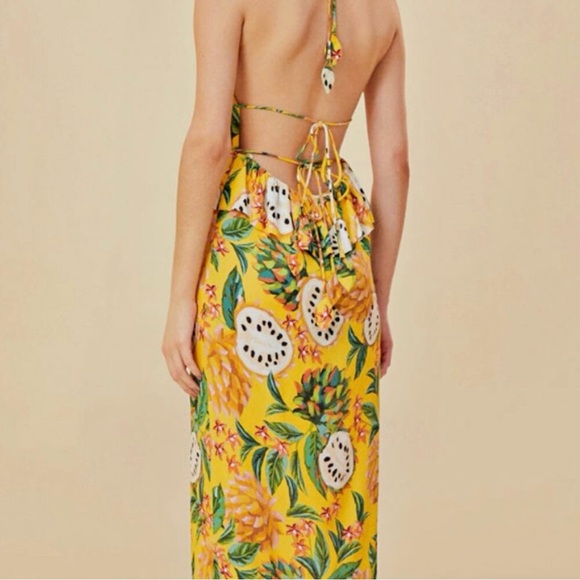 Farm Rio Biriba Yellow Sleeveless Midi Dress - Picture 8 of 12